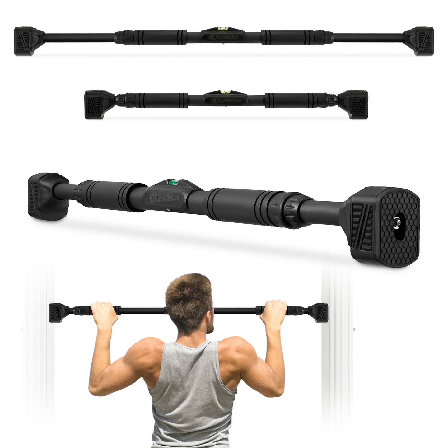 HyperMotion säädettävä leuanvetotanko 74-100 cm, 200 kg, musta