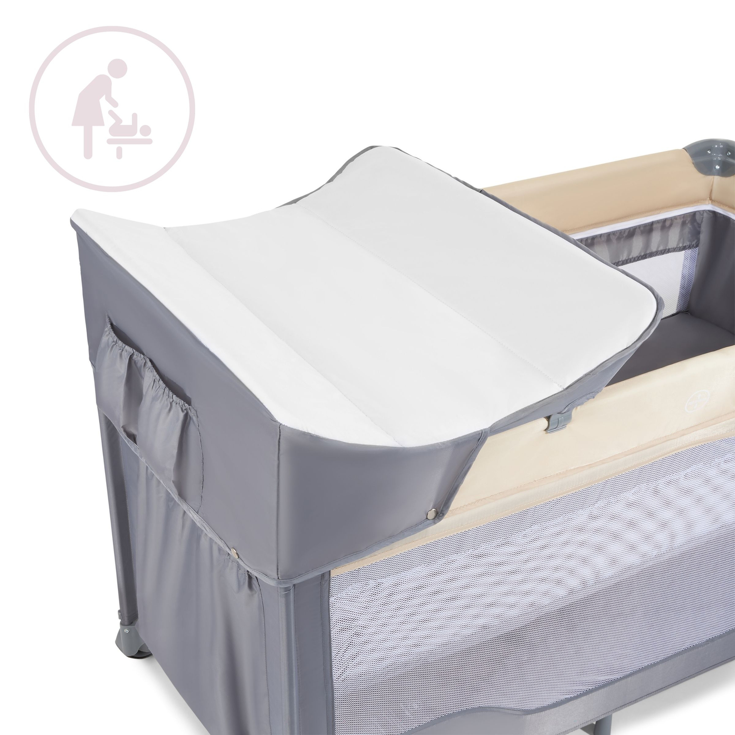 Matkasänky 0 - 36 m hoitopöydällä + Moby-System HUXLEY leikkikehä