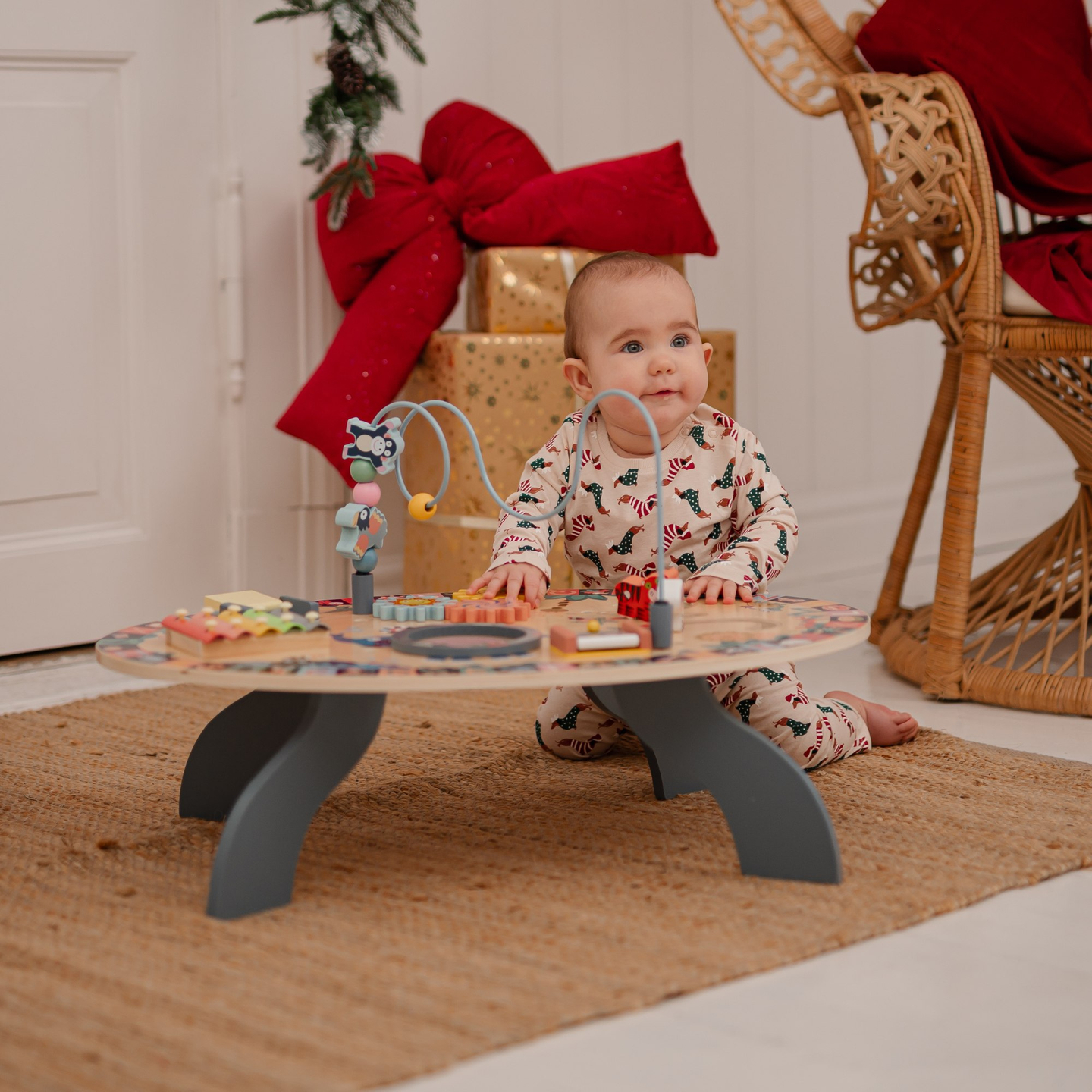 7in1 puinen opetuspöytä, musiikillinen, aistien oppimispöytä