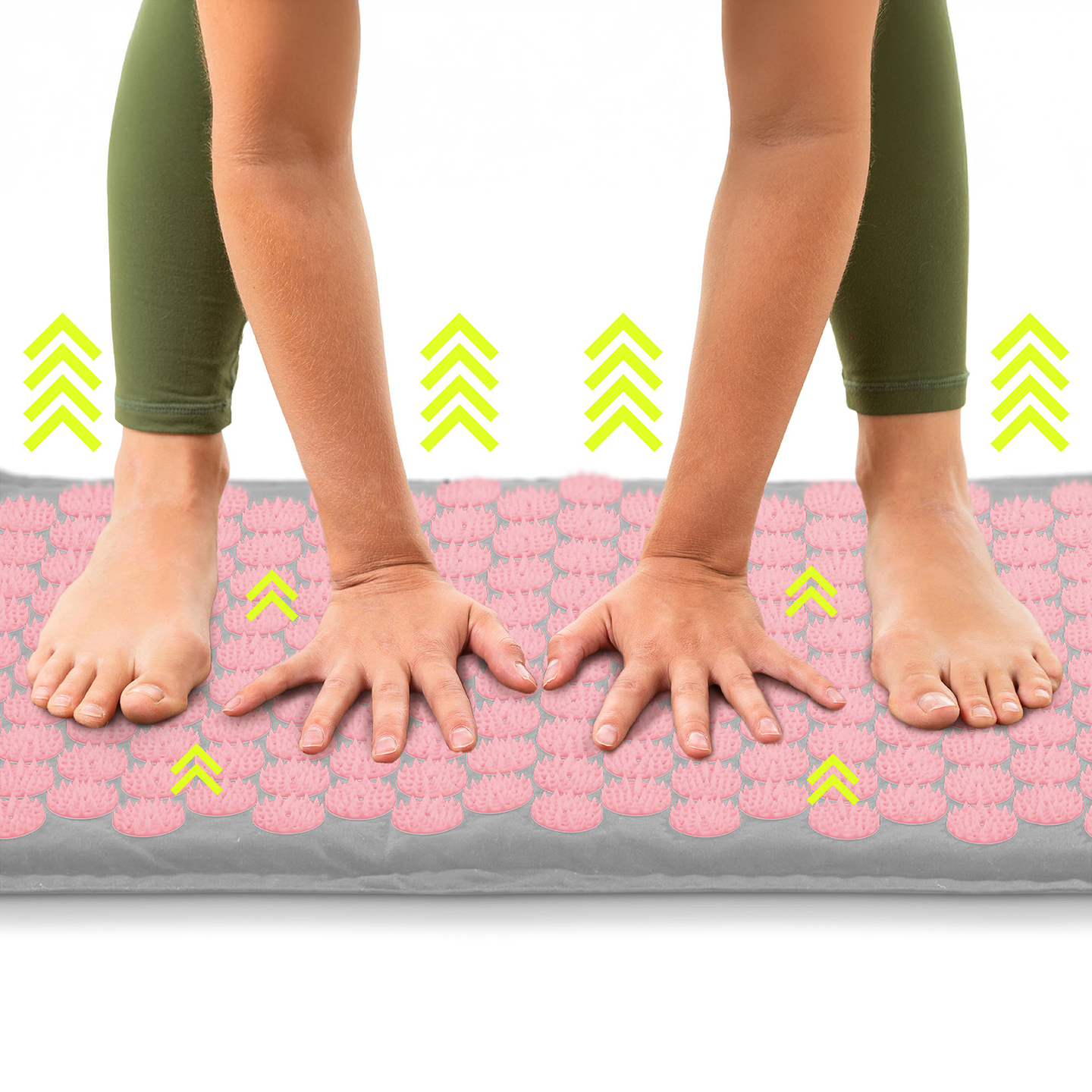 ECO-pellava-akupunktiomatto kookoskuidulla ja tattarityynyllä – 68 cm HyperMotion harmaa ja pinkki