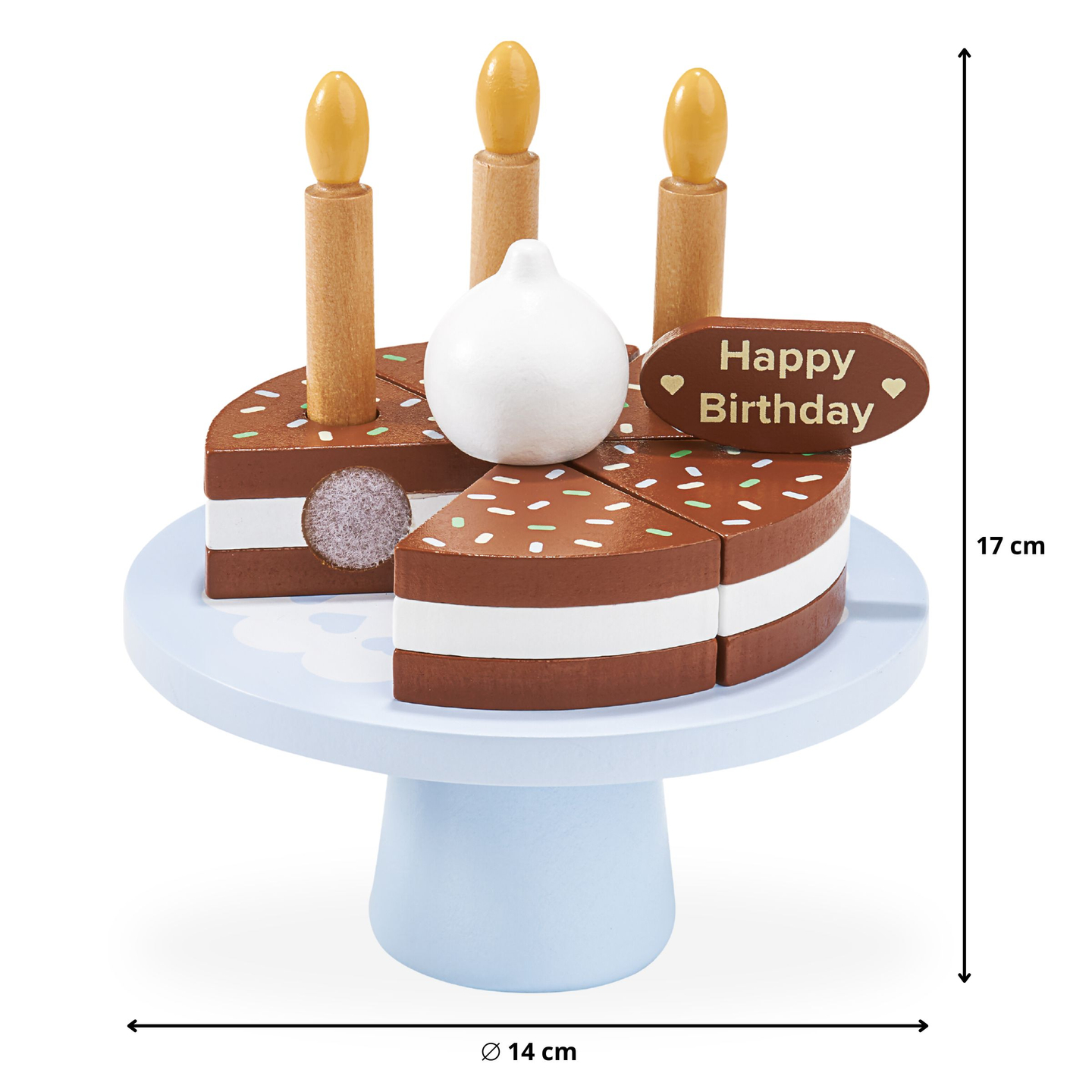 Puinen syntymäpäiväkakku leikattavaksi