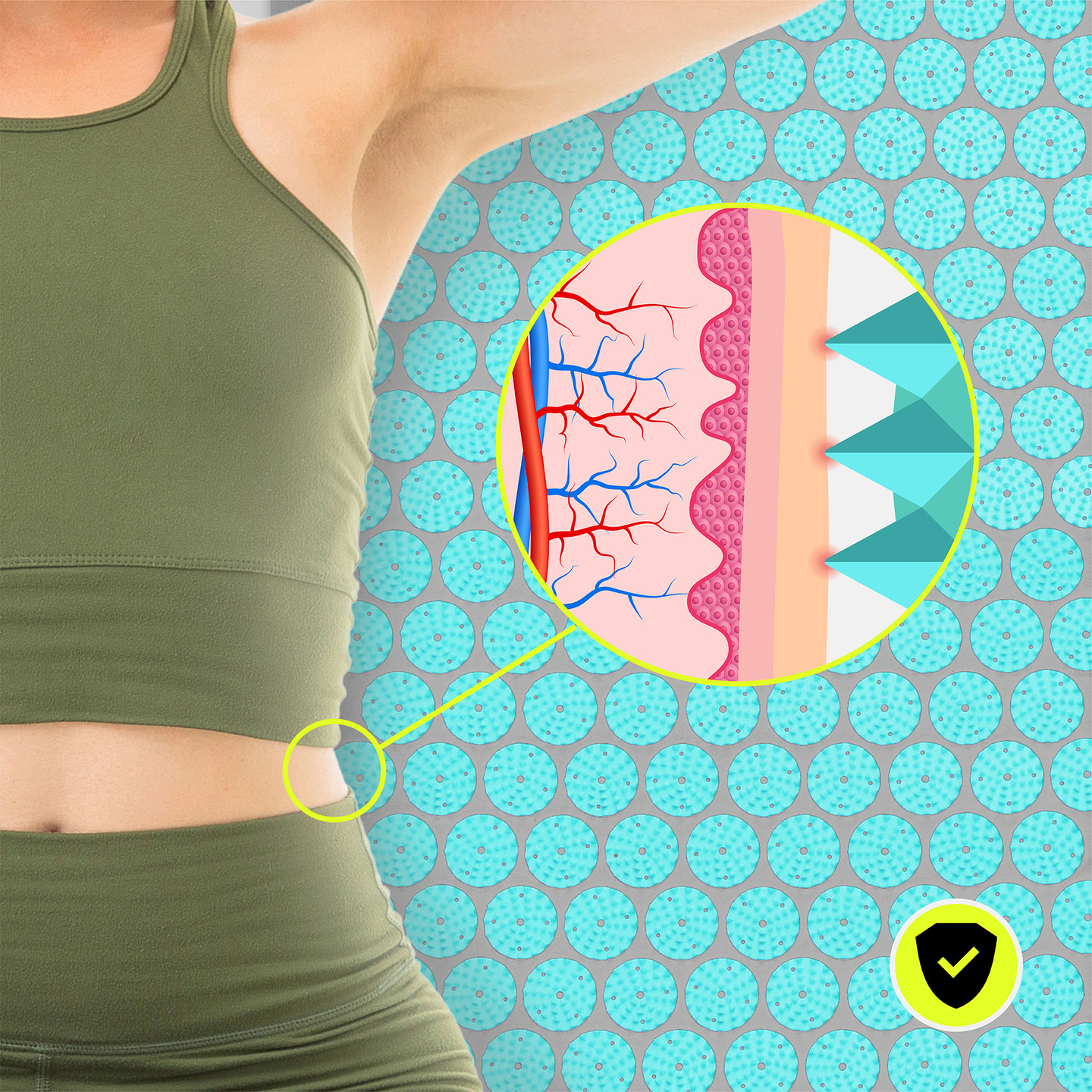 ECO-pellava-akupunktiomatto kookoskuidulla ja tattarityynyllä – 68 cm HyperMotion harmaa-minttu