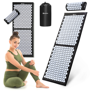 Suuri akupunktiomatto tyynyllä ja päällisellä - 130 cm HyperMotion mustavalkoinen