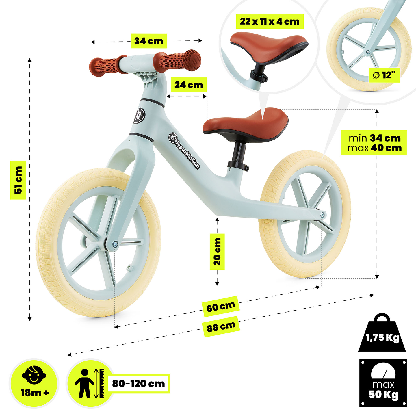 HyperMotion Marcelo lasten maastopyörä - mintun värinen