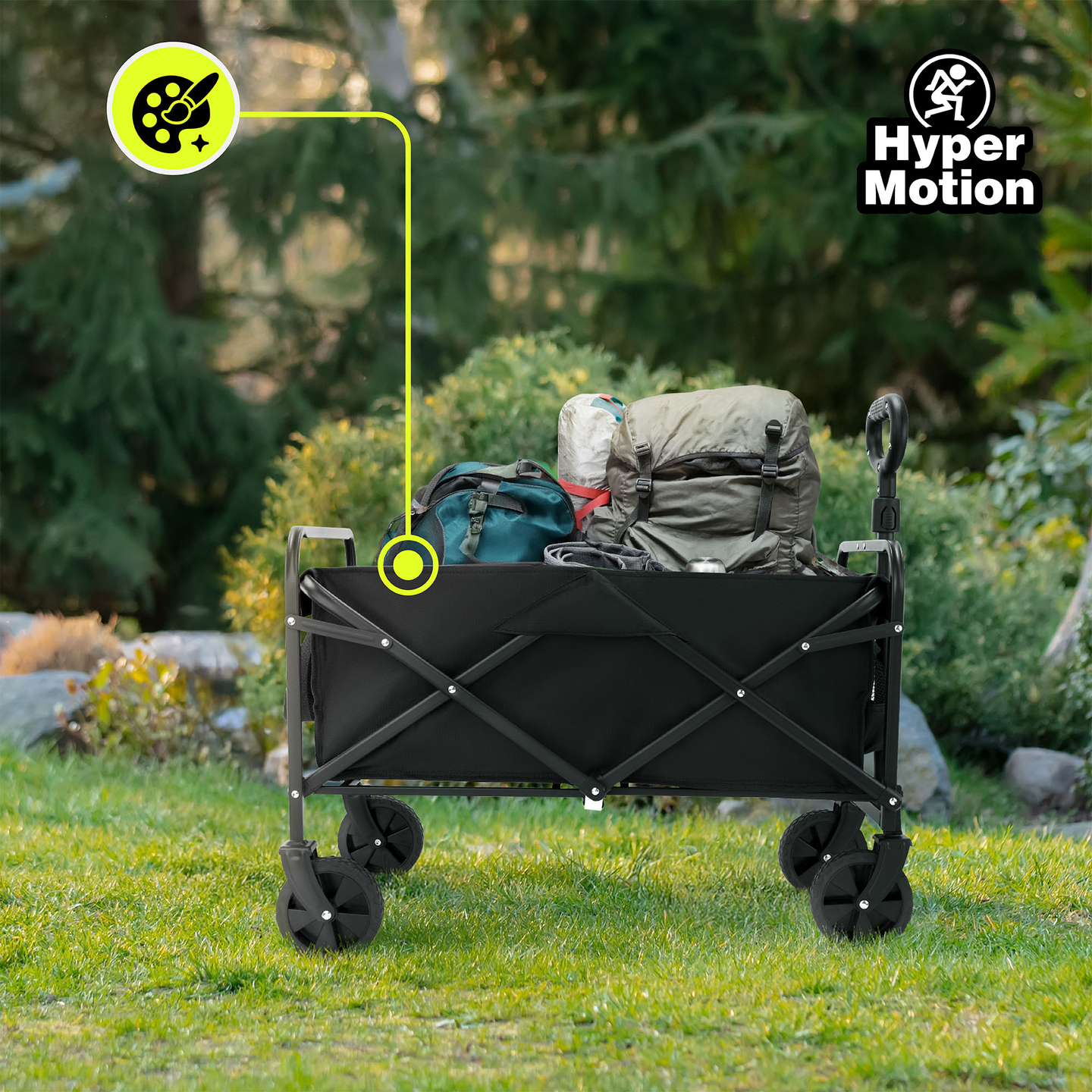 HyperMotion kokoontaitettava rantapyörätuoli - musta, 80 kg:n painoinen