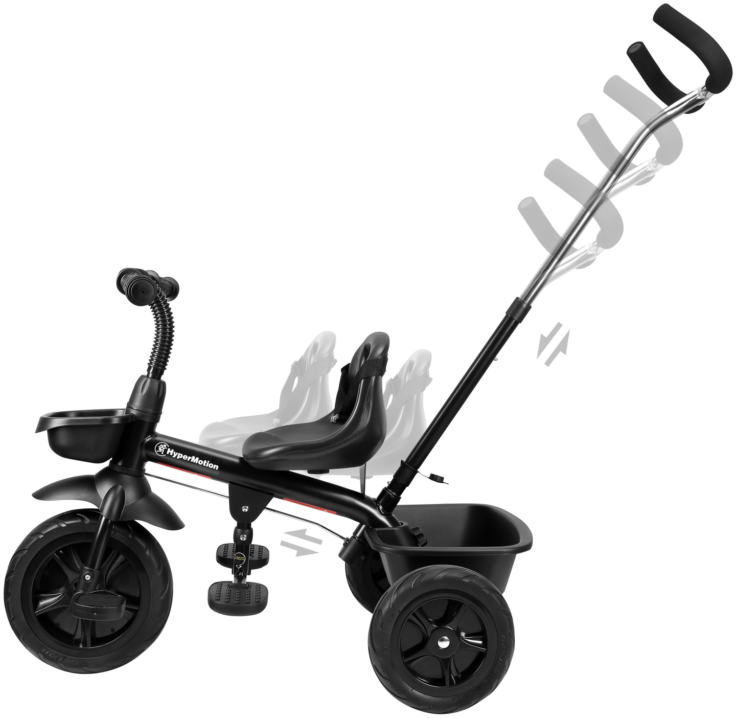 HyperMotion TOBI VECTOR kolmipyörä - ikuiset puhallettavat pyörät + työntötanko. Väri: musta.