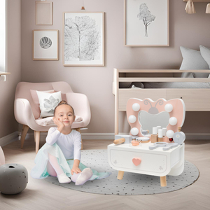 Puinen mini pukeutumispöytä LED-valaistuksella - Butterfly