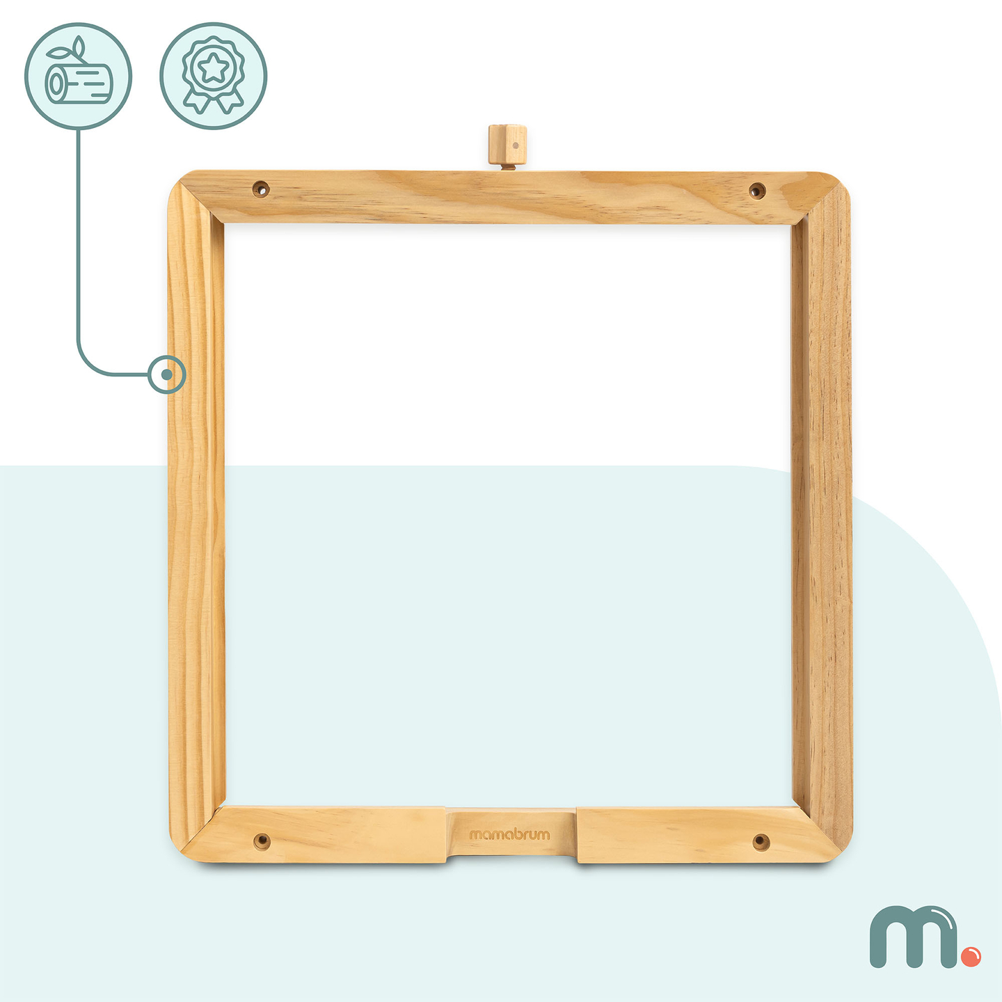 Puinen seinäkehys - Mamabrum-opetustaulujen kiinnittämiseen