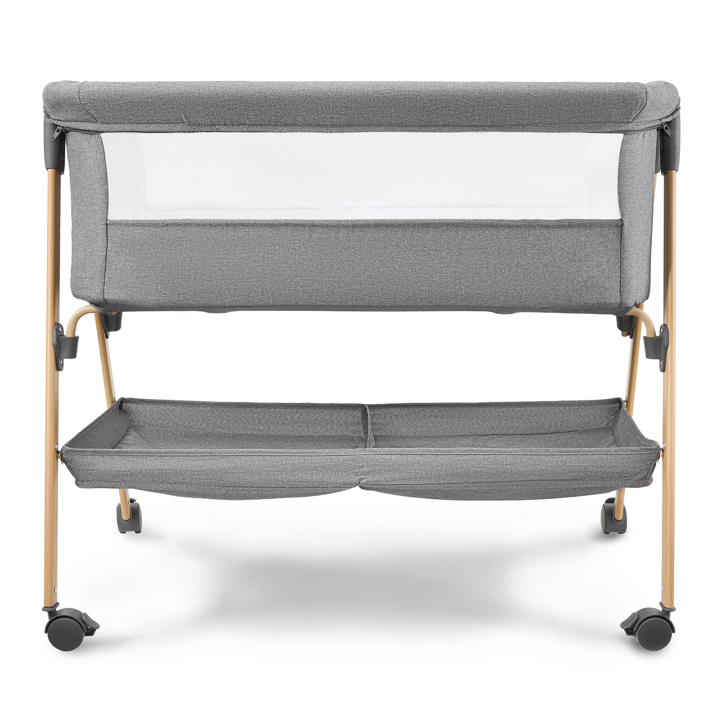 Vauvansänky, vapaasti seisova, matkasänky, kehto patjalla - harmaa