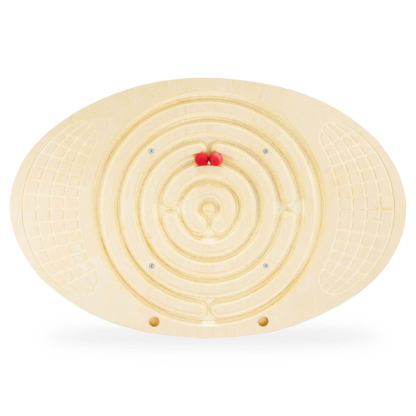 Puinen tasapainolauta, jossa on labyrintti ja palloja - tasapaino keinutin