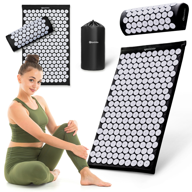 Akupunktiomatto tyynyllä ja päällisellä - 72 cm HyperMotion mustavalkoinen