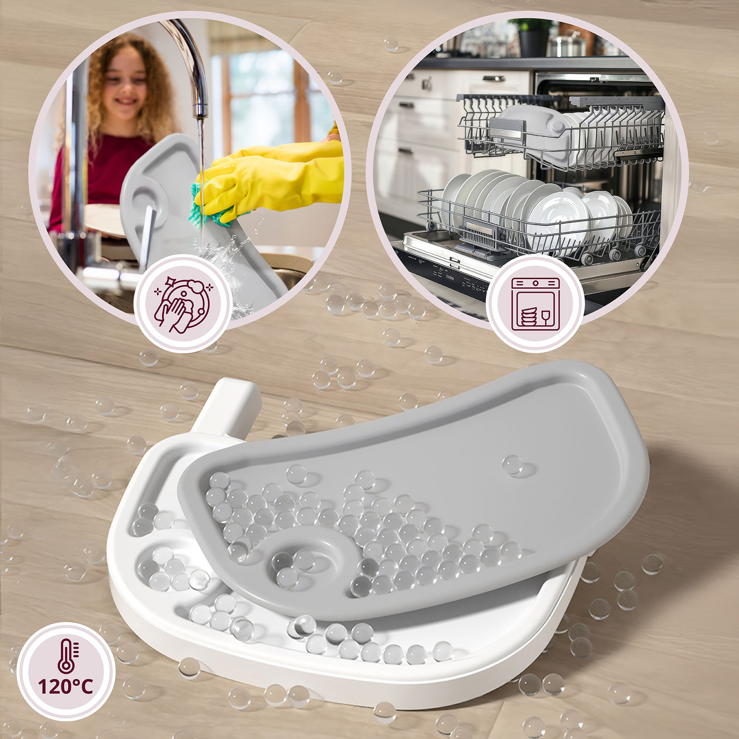 Moby-System Magnolia 2-in-1 säädettävä syöttötuoli - harmaa