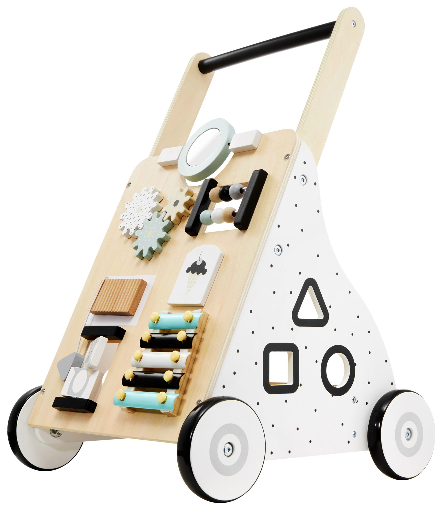 Puinen, opettavainen kävelytuoli / lastenrattaat - manipulatiivinen lautanen