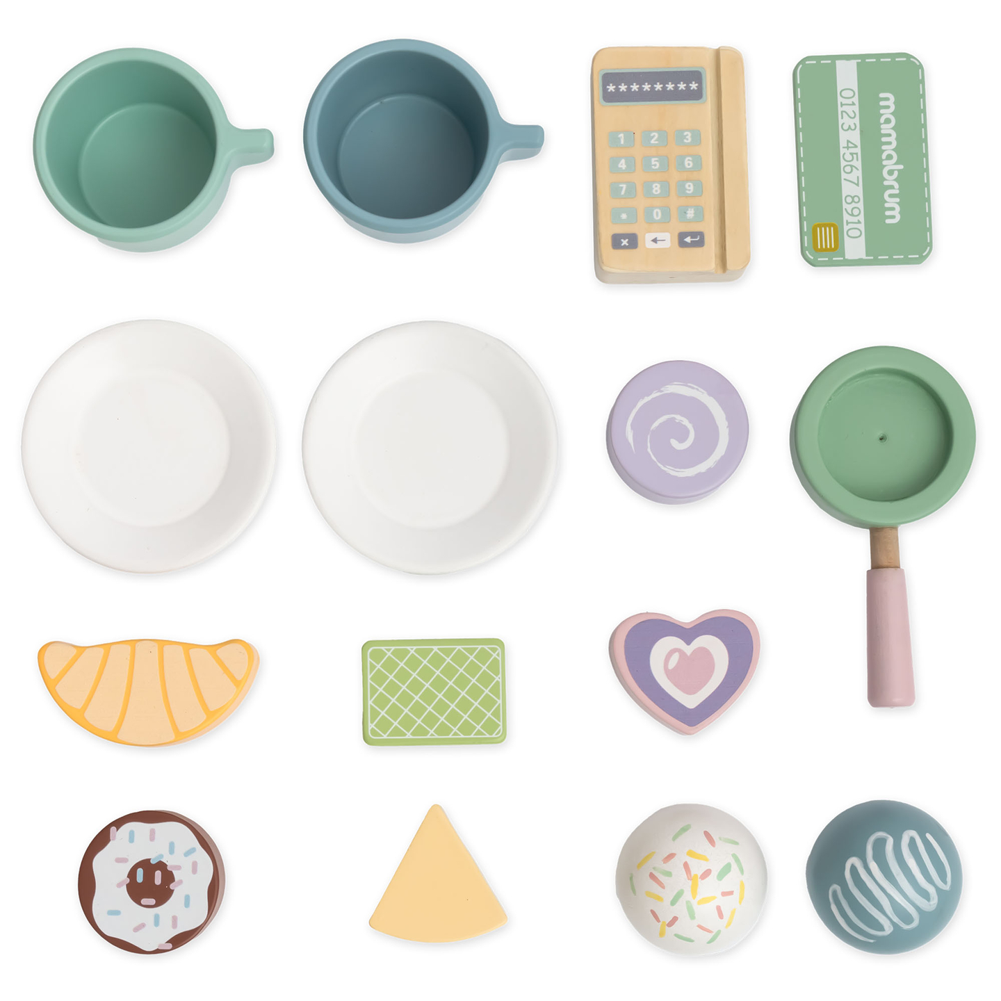 Suuri puinen jäätelöbaari, jossa on magneettitaulu, kahvinkeitin sekä jäätelö- ja jälkiruokasetti - yli 70 palaa!