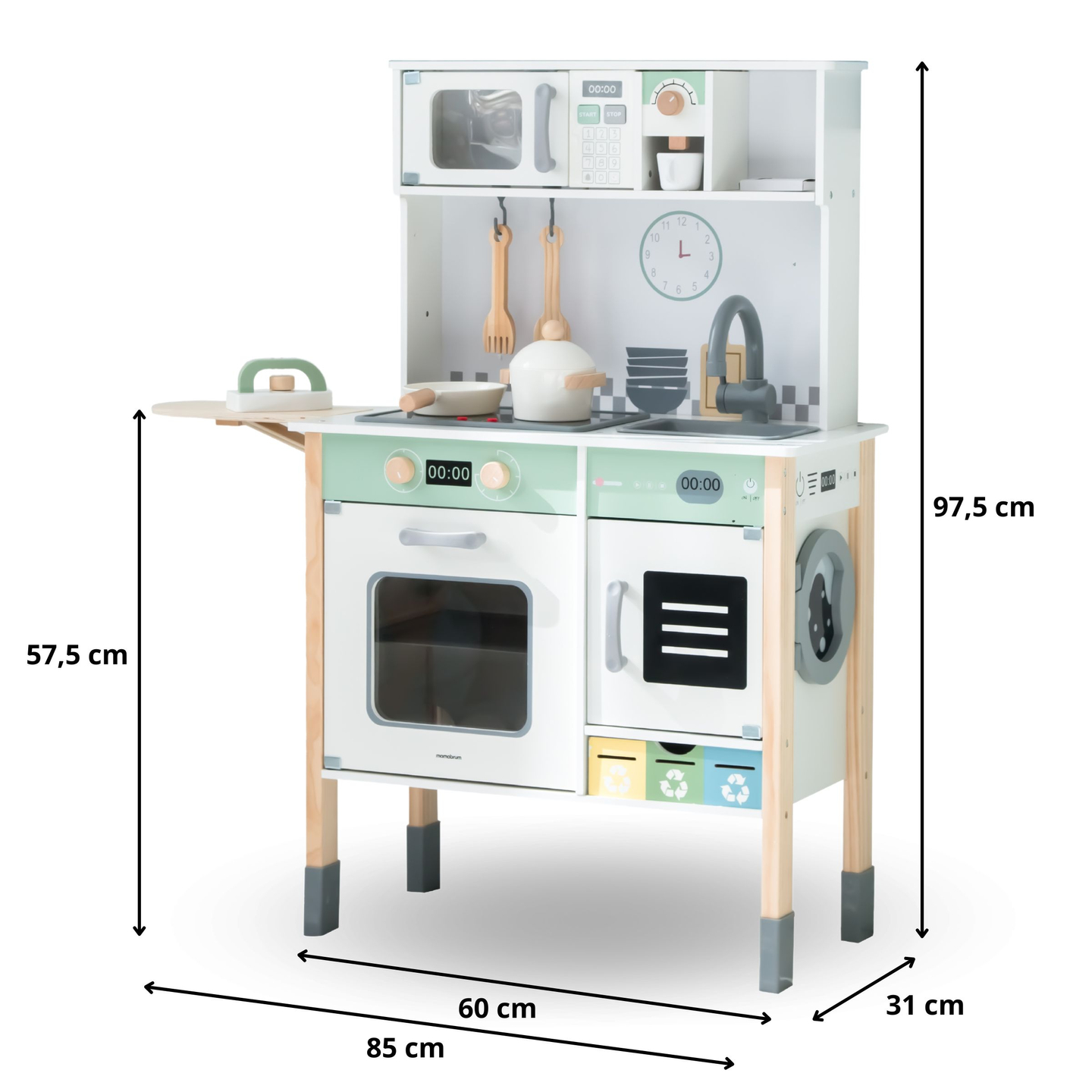 Interaktiivinen keittiö, jossa on pesukone, astianpesukone ja liitutaulu