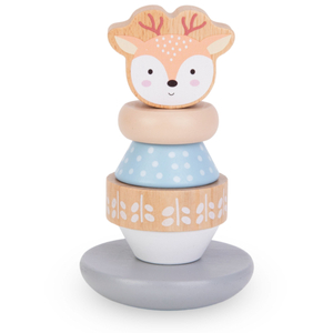 Puulelusarja - värikäs lomitus, pyramidi Peura, lajittelija Pingviini