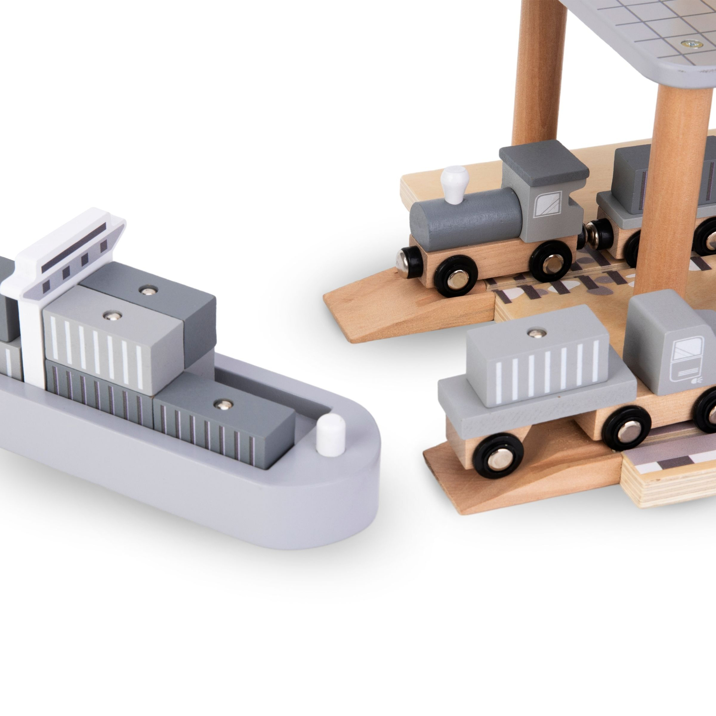 Liikuteltava satamanosturi magneettivinssillä ja lisävarusteilla - puinen sarja