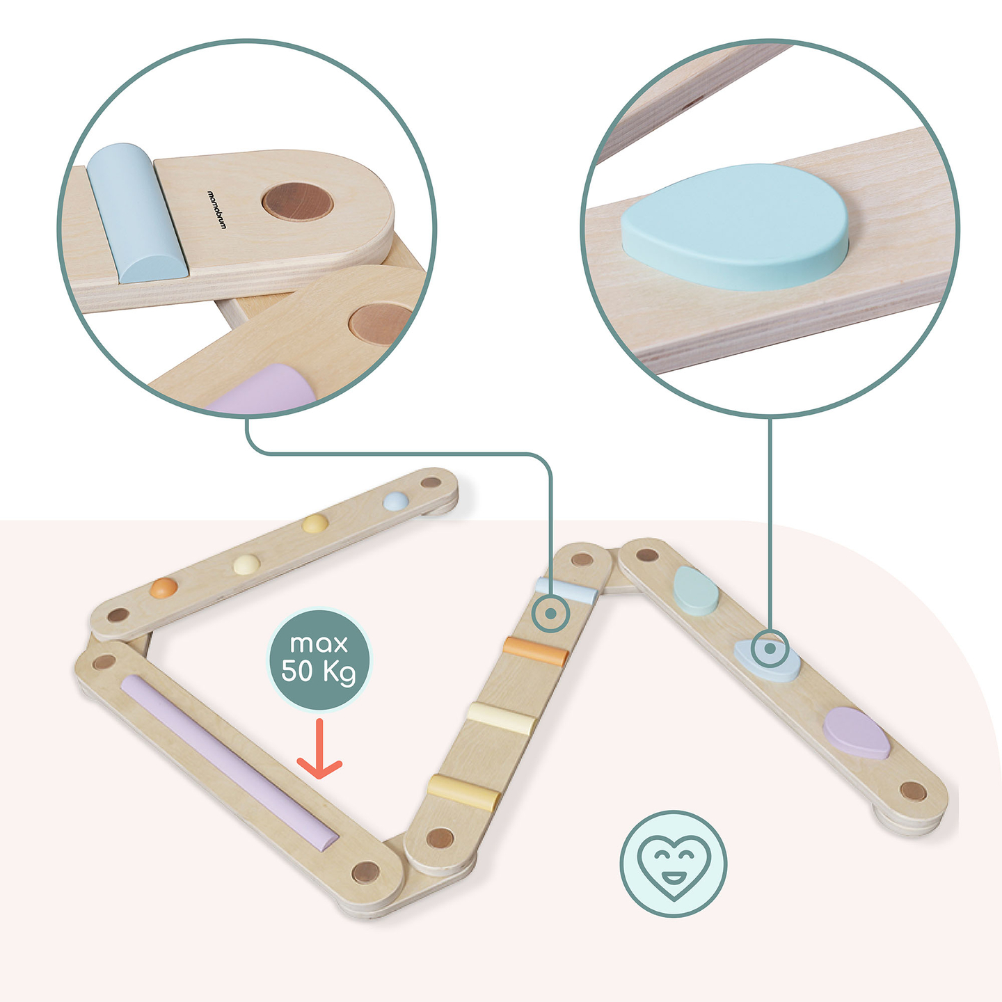 Suuri puinen aistipolku - tasapainorata - 9 elementtiä