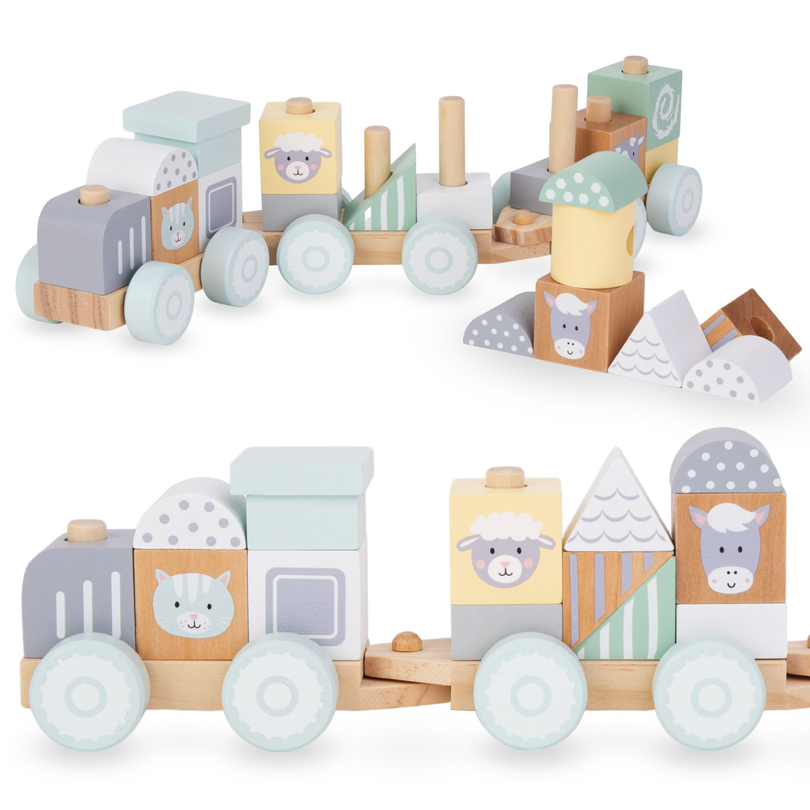 Puinen juna palikoilla pojalle - Maatila