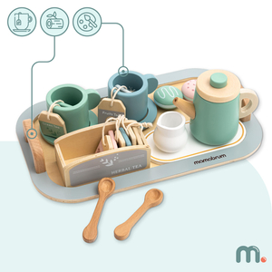 Suuri puinen teesetti tarjottimella - 18 tuotetta