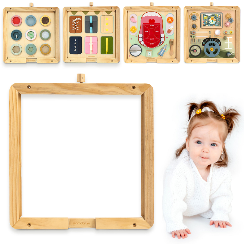 Puinen seinäkehys - Mamabrum-opetustaulujen kiinnittämiseen