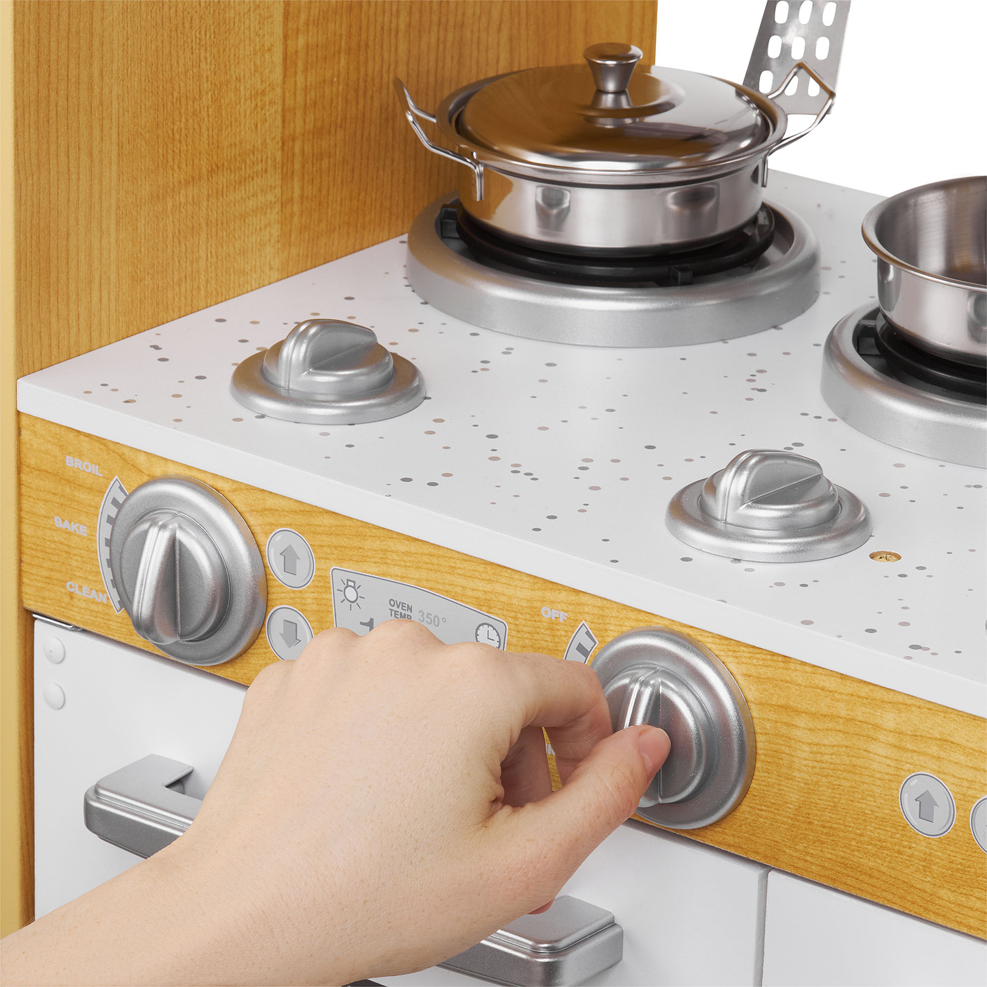 XXL puinen keittiö LED-valaistuksella, esiliina ja lisävarusteet