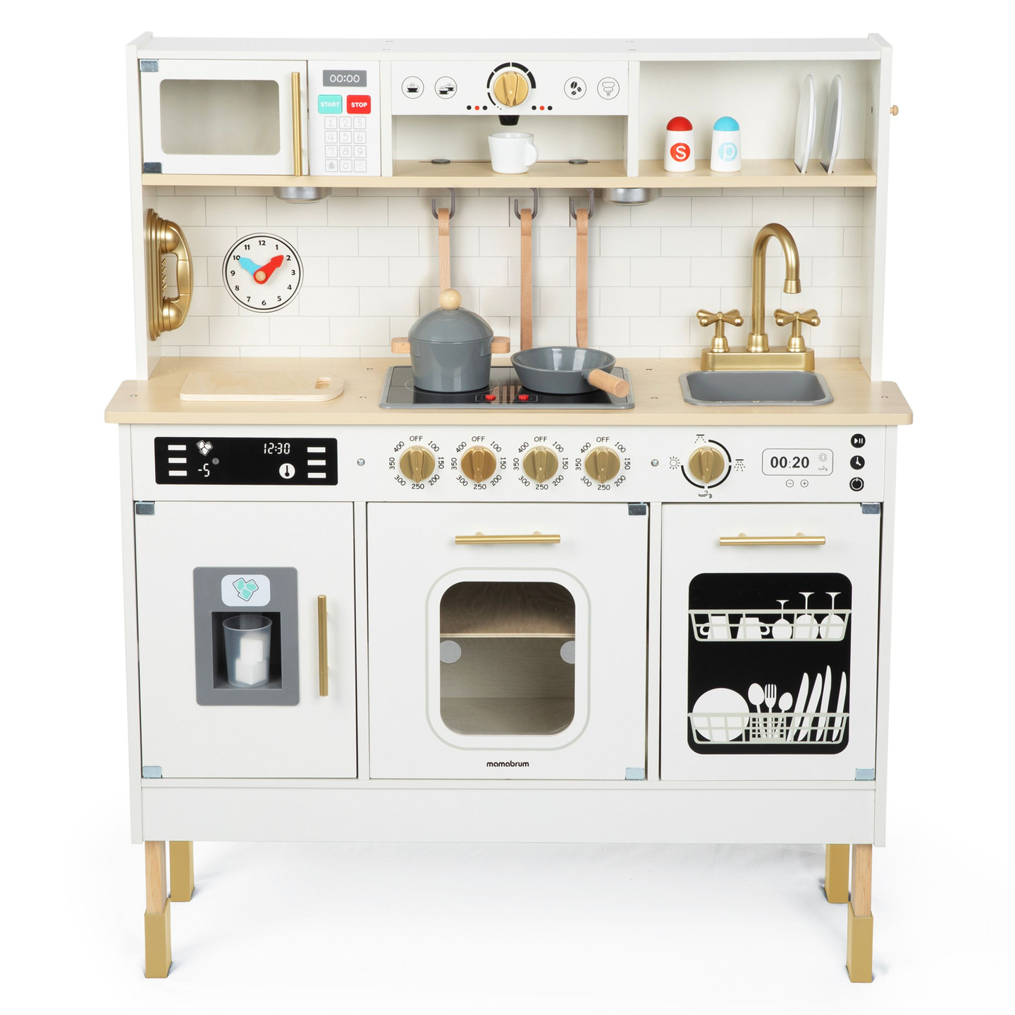 Interaktiivinen XXL-puinen keittiö lisävarusteilla ja LED-valaistuksella - kaksitasoinen