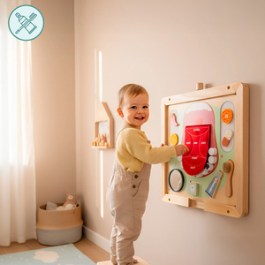 Puinen Montessori-opetuslauta Pieni hammaslääkäri - hammasharja, hammastahna, irrotettavat hampaat, peili, ruoka, makujen oppiminen