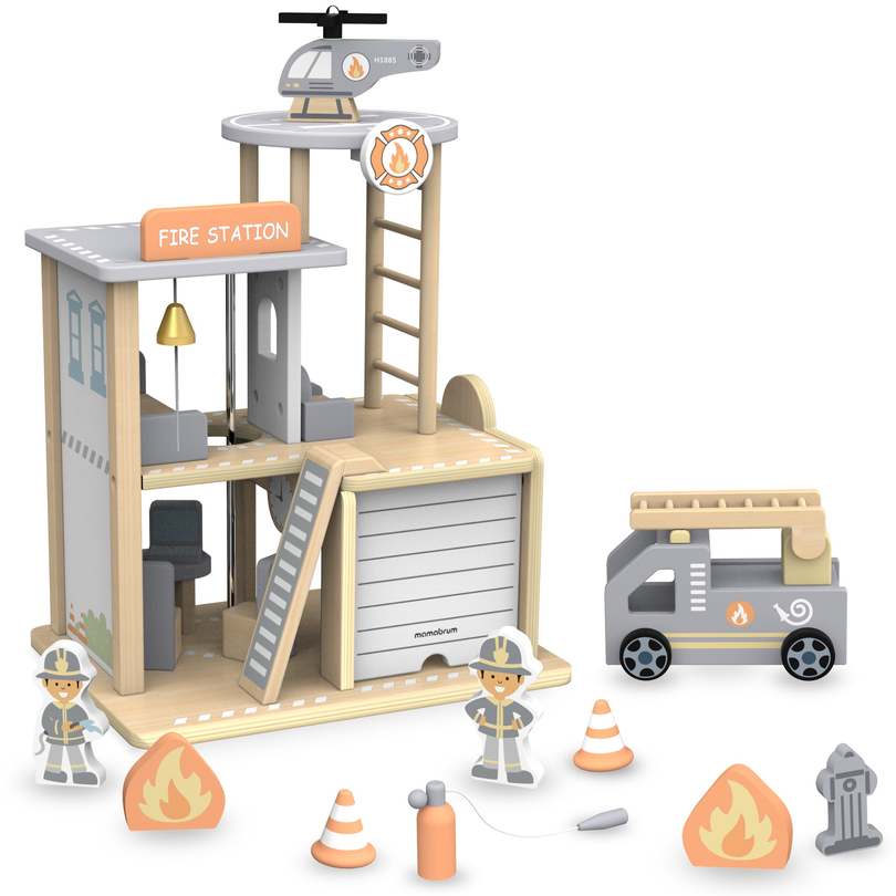 Puinen paloasema lisävarusteineen, palokunta