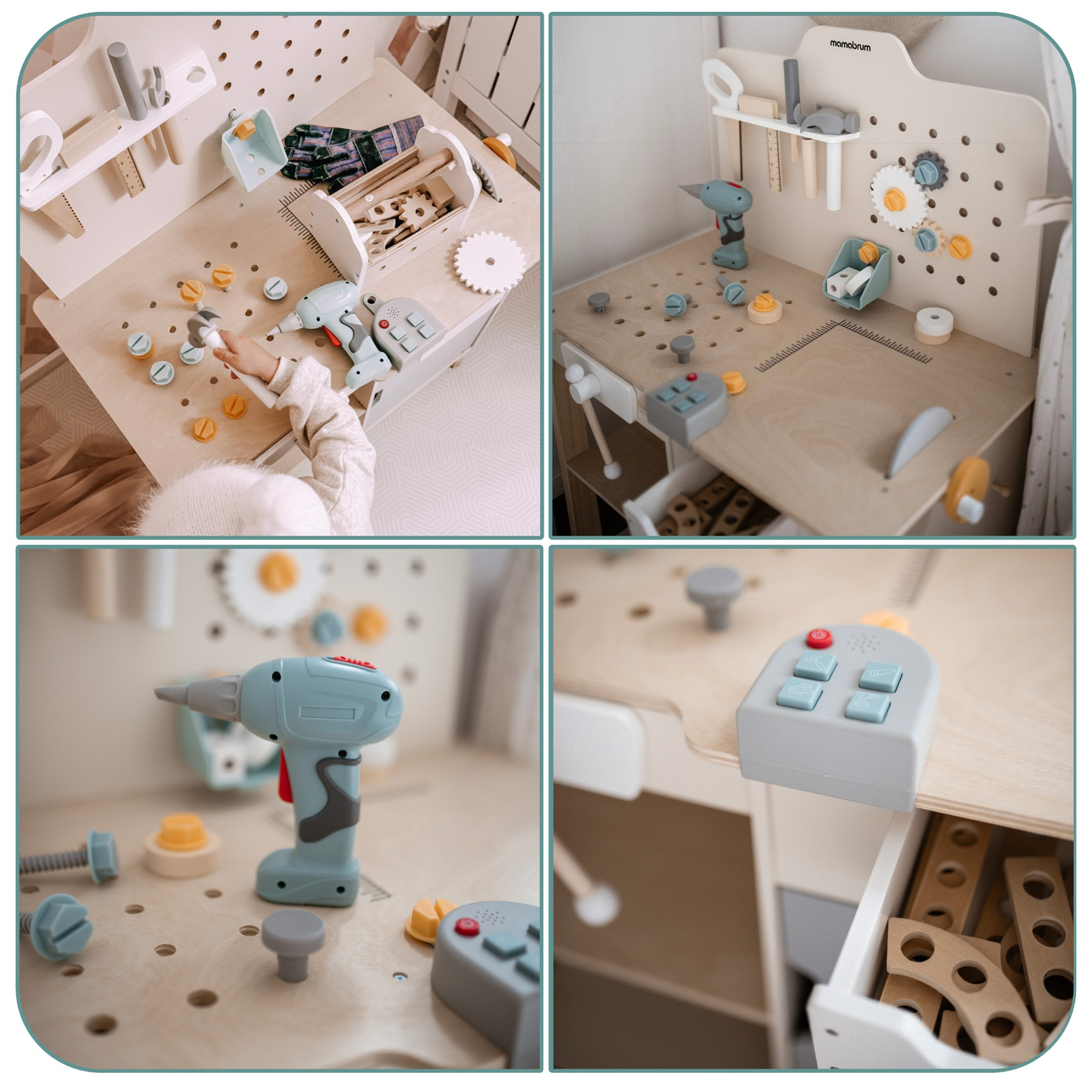 XXL Suuri puinen työpaja työkaluineen - DIY-sarja, 74 elementtiä